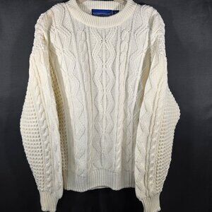 Prides Landing Winter White Cable Knit Sweater "On Trend" Size L (M-16)
